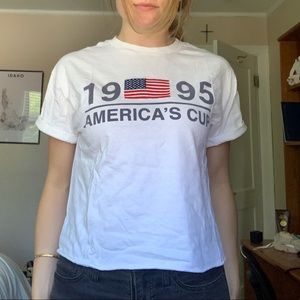 White brandy Melville America cup t shirt